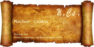 Macher Csaba névjegykártya