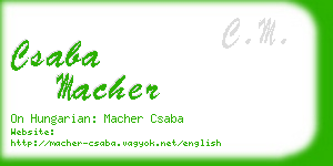 csaba macher business card